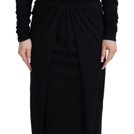 Elegant Sheath Wrap Dress with Long Sleeves