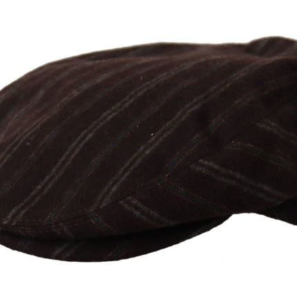 Elegant Striped Wool Blend Newsboy Cap