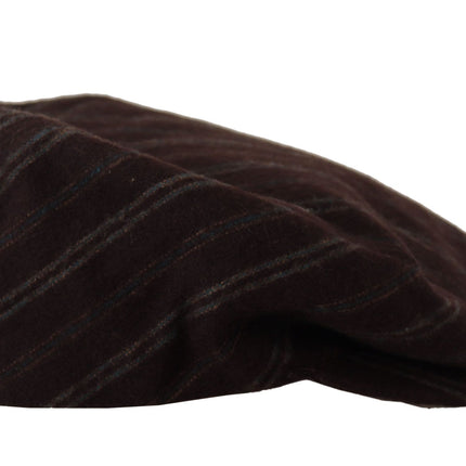 Elegant Striped Wool Blend Newsboy Cap