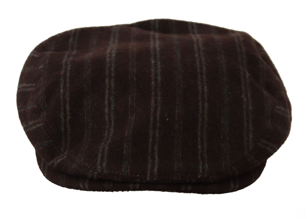 Elegant Striped Wool Blend Newsboy Cap