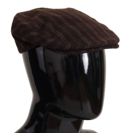 Elegant Striped Wool Blend Newsboy Cap