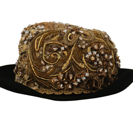 Elegante zwart-gouden Fedora met studs