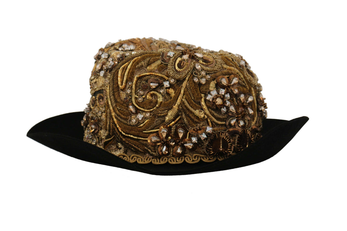 Elegante zwart-gouden Fedora met studs