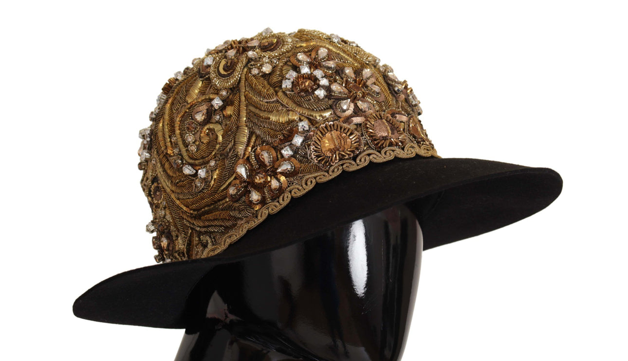 Elegante zwart-gouden Fedora met studs