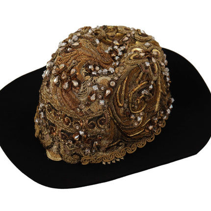 Elegante zwart-gouden Fedora met studs