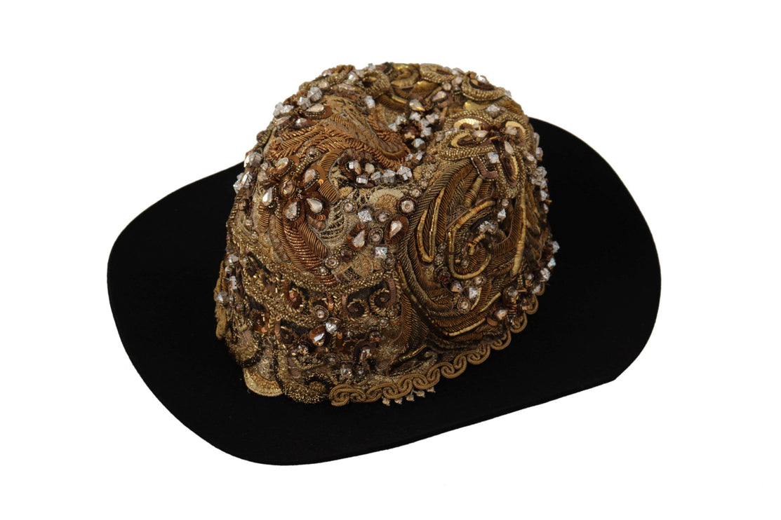 Elegante zwart-gouden Fedora met studs