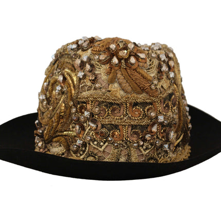 Elegante zwart-gouden Fedora met studs