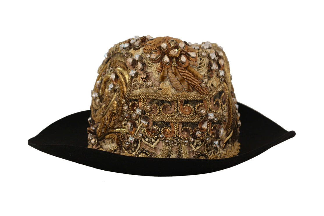 Elegante zwart-gouden Fedora met studs