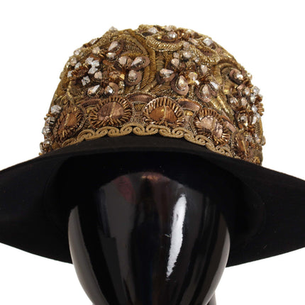 Elegante zwart-gouden Fedora met studs