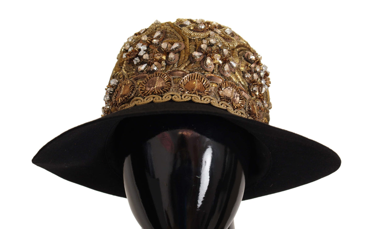 Elegante zwart-gouden Fedora met studs