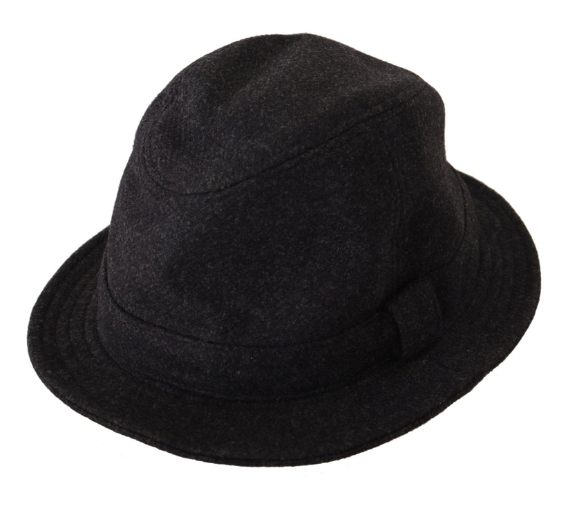 Elegante grijze trilby hoed van wol en kasjmier