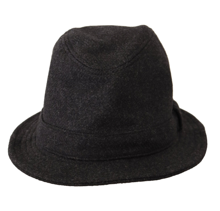 Elegante grijze trilby hoed van wol en kasjmier