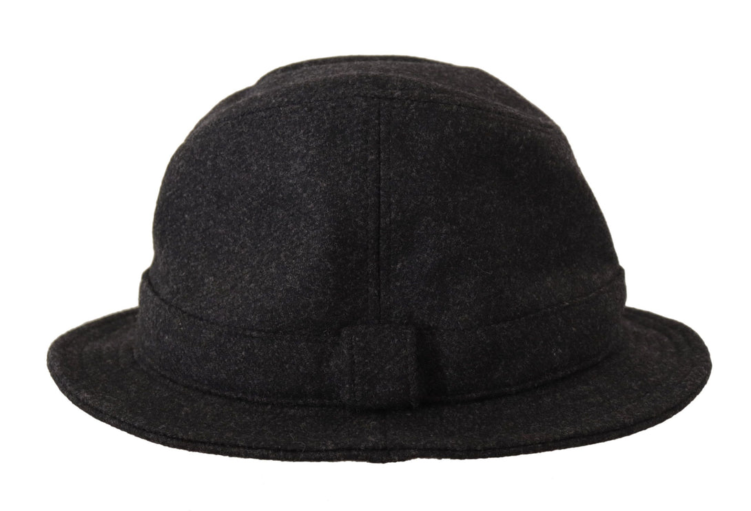 Elegante grijze trilby hoed van wol en kasjmier