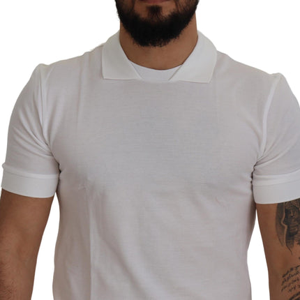 Elegant White Cotton Polo T-Shirt