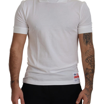 Elegant White Cotton Polo T-Shirt