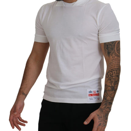 Elegant White Cotton Polo T-Shirt