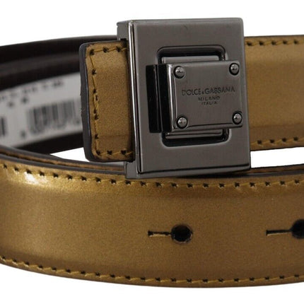 Gold Square Buckle Leather Belt