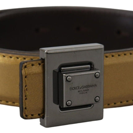 Gold Square Buckle Leather Belt