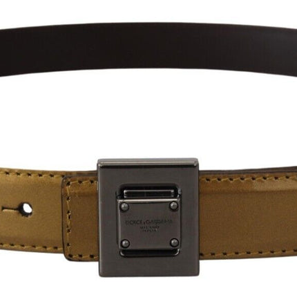 Gold Square Buckle Leather Belt