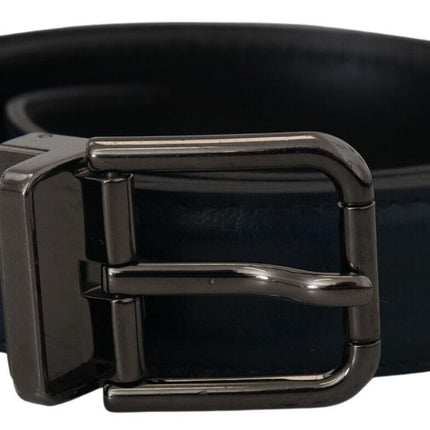 Elegant Dark Blue Leather Belt