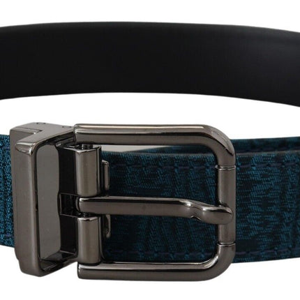 Elegant Blue Jacquard Designer Belt