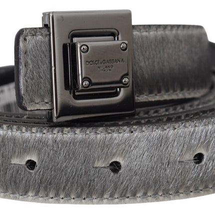 Elegant Silver Leather Designer Belt