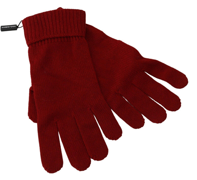 Guanti invernali eleganti in cashmere rosso