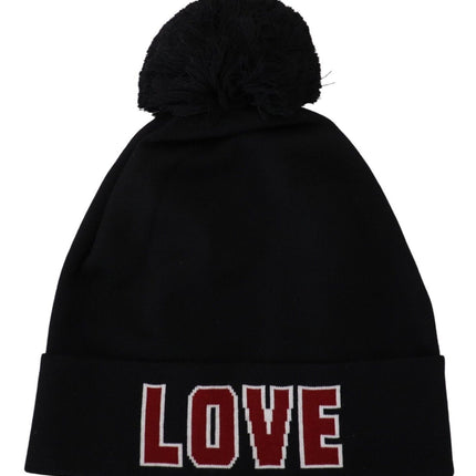 Elegant Black Virgin Wool Beanie