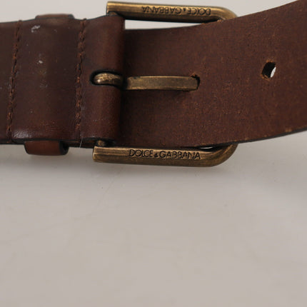 Elegant Brown Leather Belt with Metal Buckle