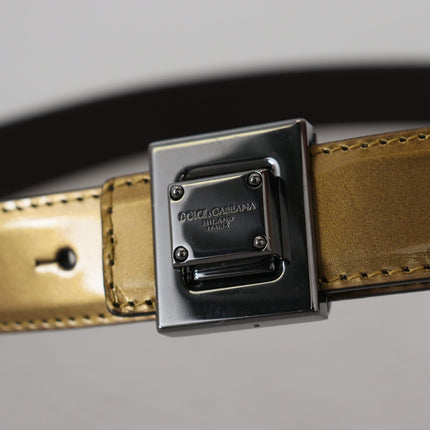 Gold Square Buckle Leather Belt