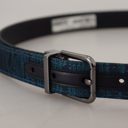 Elegant Blue Jacquard Designer Belt