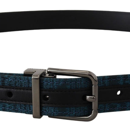 Elegant Blue Jacquard Designer Belt