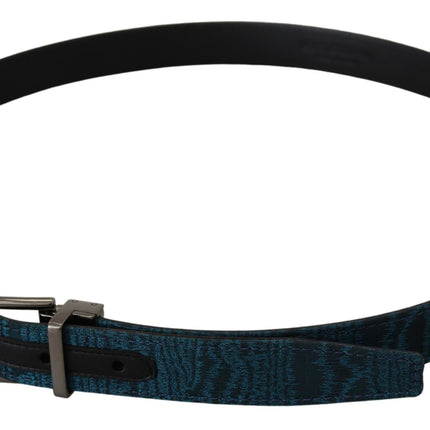 Elegant Blue Jacquard Designer Belt