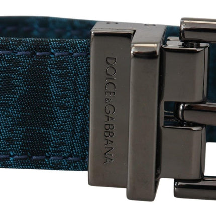 Elegant Blue Jacquard Designer Belt