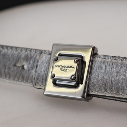 Elegant Silver Leather Designer Belt