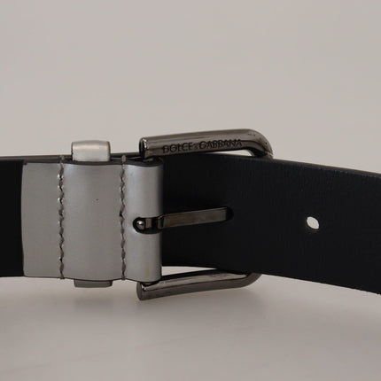 Chic Silver Leather Belt with Metal Buckle