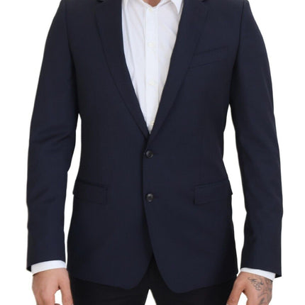 Élégant blazer en laine slim bleu foncé