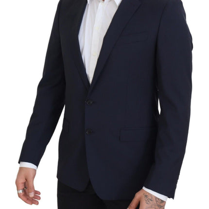 Élégant blazer en laine slim bleu foncé