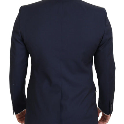 Élégant blazer en laine slim bleu foncé