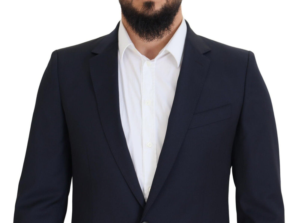 Élégant blazer en laine slim bleu foncé