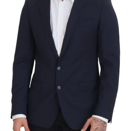 Élégant blazer en laine slim bleu foncé