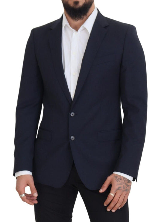 Élégant blazer en laine slim bleu foncé