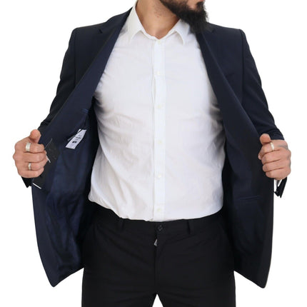 Élégant blazer en laine slim bleu foncé