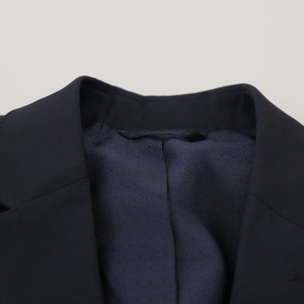 Élégant blazer en laine slim bleu foncé