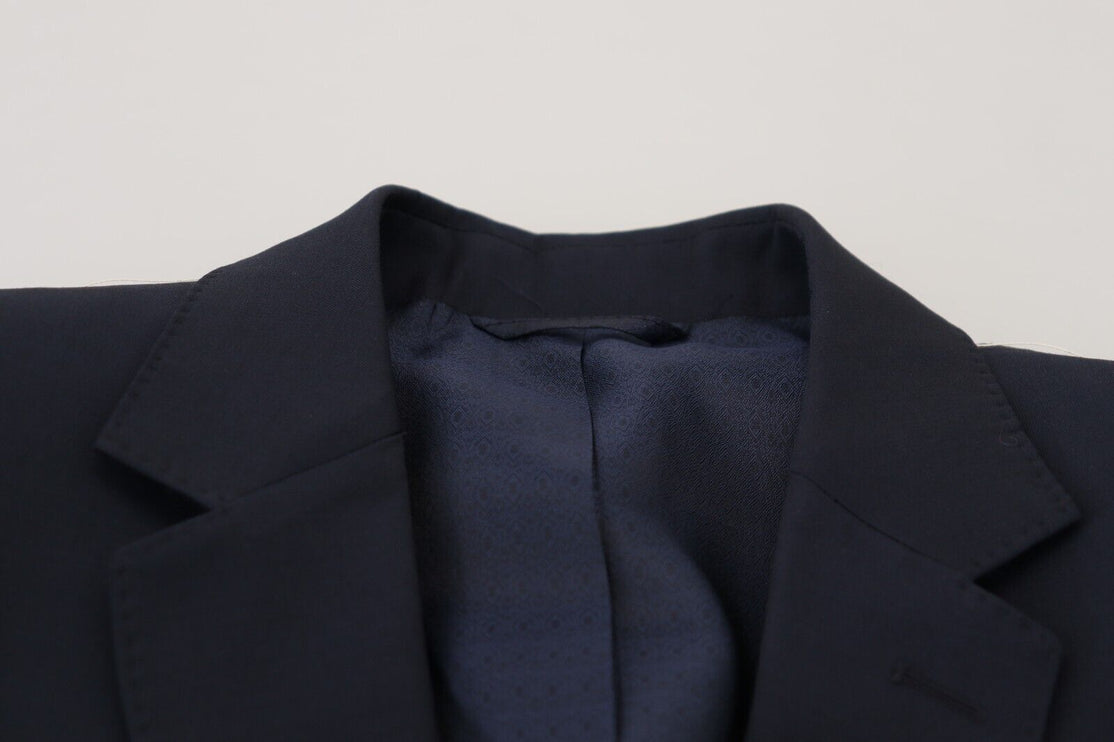 Élégant blazer en laine slim bleu foncé