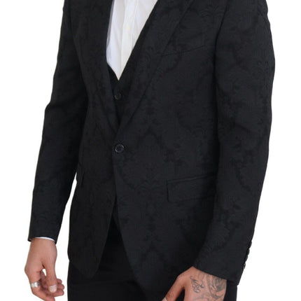 Elegante chaqueta de traje de martini negro y conjunto de chalecos