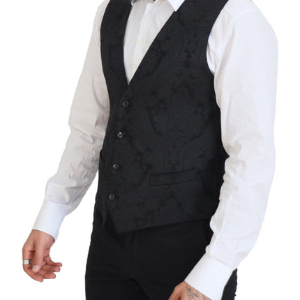 Elegante chaqueta de traje de martini negro y conjunto de chalecos