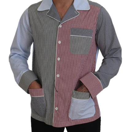 Multicolor katoenen button-down slaapshirt