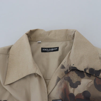 Camisa casual de algodón beige con botones