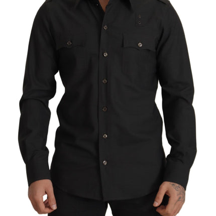 Elegant Slim Fit donkergroen katoenen shirt